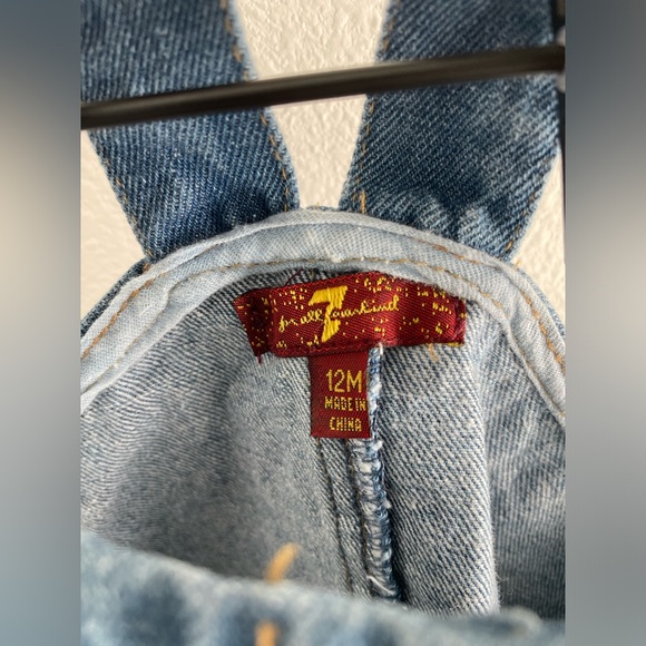 7 for all mankind girls jean jumper overall denim dress snap pockets | 12M - Picture 2 of 6